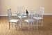 Jessamyn Glass / Silver Dining Set with Four Chairs and FREE Delivery Service