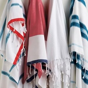 Turkish Bath Towel - Wide Red Stripe - Grandin Road