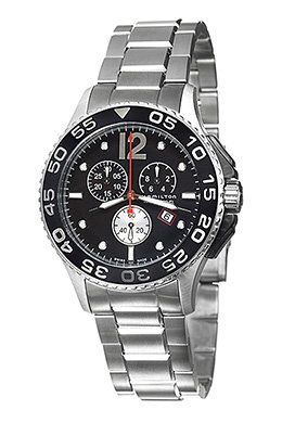 Hamilton King Scuba Chrono Men's Stainless Steel Case and Bracelet Black Dial Swiss Quartz Movement Chronograph Watch H64512132