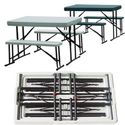 Palm Springs Foldable Table and Benches Picnic Set White