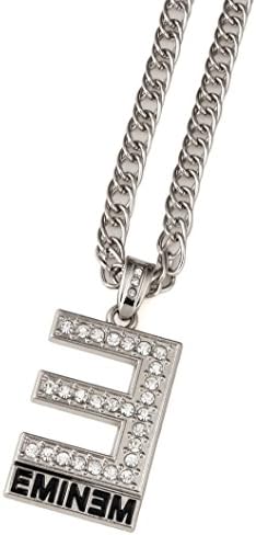 AlwaysBling® Hip Hop Fashion Alloy 2 Colors Large E Logo Pendent Necklace (Silver)