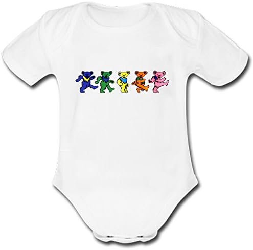 Gorsome Custom Grateful Dead Dancing Bears Baby Bodysuit Infant Short Sleeve Bodysuit 9 Months White
