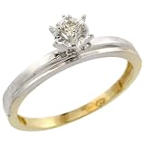 Sterling Silver (Gold Plated) Diamond Engagement Ring, w/ 0.05 Carat Brilliant Cut Diamonds, 1/4 in. (6mm) wide, Size 10