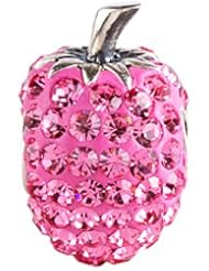 SilveRado(tm) BM048-2 Bling Strawberry Pink Bead / Charm