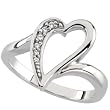 18K White Gold Diamond Heart Shaped Ring - 0.05 Ct.