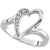 18K White Gold Diamond Heart Shaped Ring - 0.05 Ct.