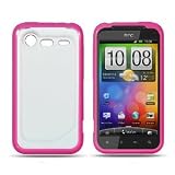 Crystal Clear Hard Cover with Flex Pink Side Impact Protection Case for HTC Incredible 2 / 6350 (VERIZON) + Luxmo Brand Car Charger