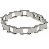 Stainless Steel Bracelet with bicycle chain style links and high polish- Length: 8"/Width: 11mm