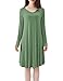 Tandisk Women's Long Sleeve V-Neck Casual Loose Fit T-Shirt Dress Army Green XL