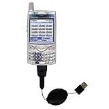 Retractable USB Cable for the Cingular Treo 650 with Power Hot Sync and Charge capabilities - Gomadic Brand w/ TipExchange Technology
