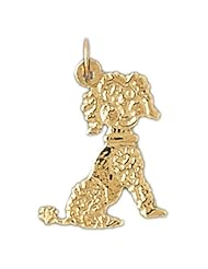 14K Yellow Gold Poodle Dog Pendant