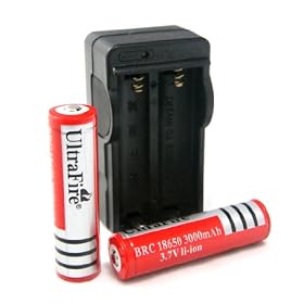 UltraFire 18650 3000mAh 3.7V Rechargeable Li-Ion Battery (Pair) + Charger Combo by UltraFire