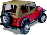 Black Denim Jeep Flip Top Soft Top - Upper Half Doors - 1976-1995 Jeep Wrangler YJ / 1976-1987 Jeep CJ7