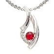 14K White Gold Ruby and Diamond Pendant