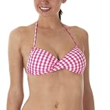 Xhilaration Mini-Checked Twist Bandeau Swim Top - Pink