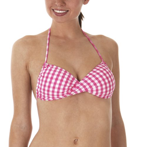 Xhilaration Mini-Checked Twist Bandeau Swim Top - Pink
