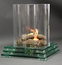 Firenze glassfire Square Contemporary Glass Fire Indoor or Outdoor Fireplace for Patio, Deck, Terrace