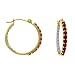 14k Yellow Gold Ruby and Diamond Inside-Out Hoop Earrings