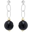Two Tone Black Resin Sterling Silver Earrings
