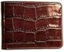 Jack Georges Croco Collection Bi-Fold Wallet With Flap Brown