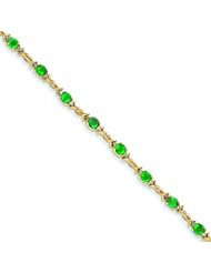 Genuine 14K Yellow Gold Diamond And Emerald Bracelet 7 Grams Of Gold 100% Satisfaction Guaranteed.