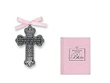 BABY GIRL's Gift Set - First Little Bible & CRIB CROSS - Bless This Child - BAPTISM Christening BOXED PINK Ribbon