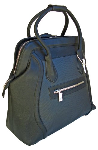 QUALITY Ladies Faux Snake Reptile Rolling Computer Laptop Briefcase Carryall