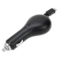 GTMax Black Micro-USB Retractable Car Charger for Verizon HTC Driod Incredible 2