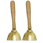 Kalos by Cecilio KP_BELL2-HB Wooden Handheld Gold Bump Bells