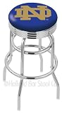 Notre Dame (ND) 25 Inch Chrome Double Ring Swivel Bar Stool with Ribbed Accent Ring