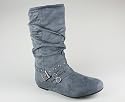 Suede Buckle Grommet Boot