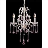 Opulence Mini Candle Chandelier in Antique White and Rose Crystal