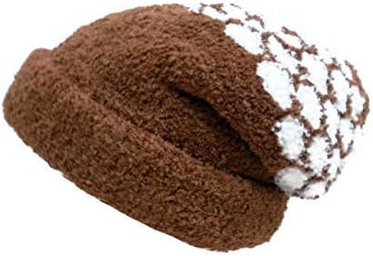 Brown with White Dot Women Girl Teen's Knit Slouch Beanie Skully Cap Hat