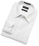 Claiborne Men's Long Sleeve Point Collar Dress Shirt,White Stripe,17 36/37