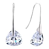 Valentines Day Gifts April Clear Triangular Crystal Dangle Birthstone Earrings