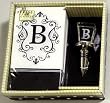 Gift Set of 30 Monogram Paper Guest Towels and 1 Monogram Glass Winestopper - B Gift Set of 30 Monogram Paper Guest Towels and 1 Monogram Glass Winestopper - B