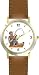 Old Fisherman or Man in Boat Fishing - WATCHBUDDY® DELUXE TWO-TONE THEME WATCH - Arabic Numbers - Brown Leather Strap-Children's Size-Small ( Boy's Size & Girl's Size )