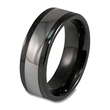 Black Ceramic Ring with Tungsten Carbide Inlay (8.0 mm) - Sizes 8-13