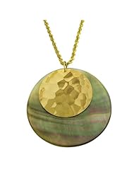 10 Karat Yellow Gold 40-mm Mother of Pearl with 25-mm Disc Necklace (18 Inch)