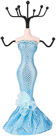 Teeta Mannequin Dress Earrings Bracelet Necklace Chain Holder Jewellery Display Stand Rack - Blue