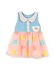Girls Sleeveless Denim/Tulle  Shirt  Dress