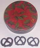 Scotts Cakes 1 lb. Dark Chocolate Covered Pretzel in a Holly Tin