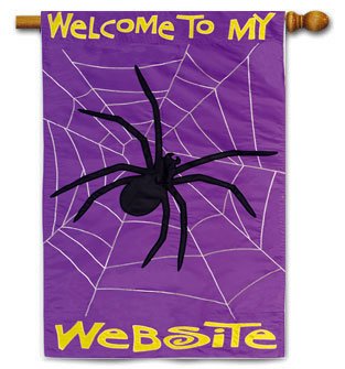 Welcome to My Website Halloween Applique House Flag