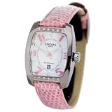 Locman Italy Diamond Titanio Tonneau Women's Pink lizard Strap Watch