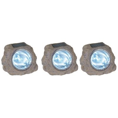 N&auml;ve Deko- LED- Solar- Steinleuchte 3-er Set 517003