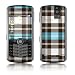 Turquoise Plaid Design VERTICAL CAMERA Original Pearl 8110/ Pearl 8100 Cell Phone Protective Skin Decal Sticker