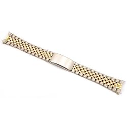 Two Tone Link Watchband & Deployment Buckle Watch Band