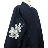 ドビー織り和柄抜染作務衣　椿（つばき）