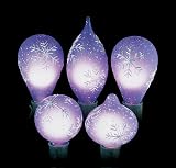 7-Piece Multi Shape Blue Silver Snowflake Christmas Light Set Green Wire