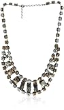 Ekatrina "Gothic" Antique Silver-Plated Peach, White and Multi-Colored Clear Glass Necklace